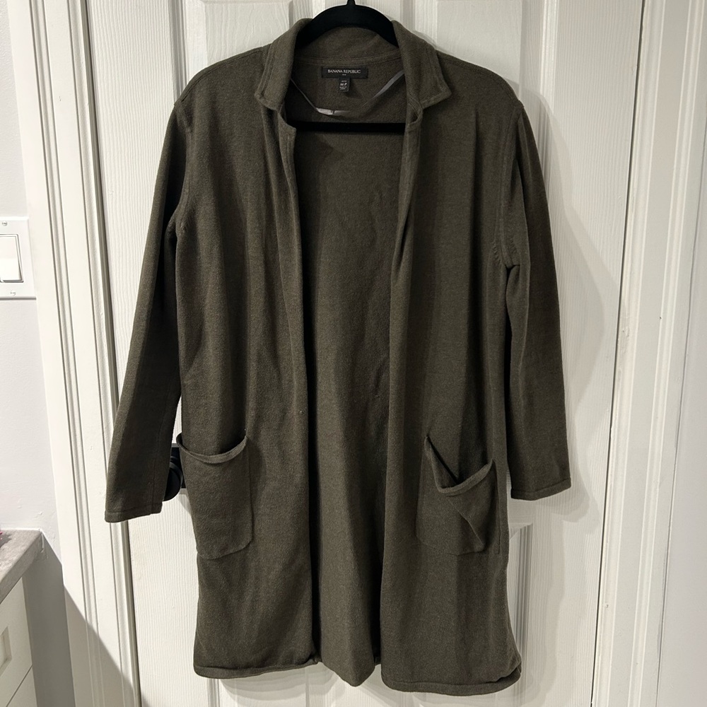 Dark Green Banana Republic Long Cardigan